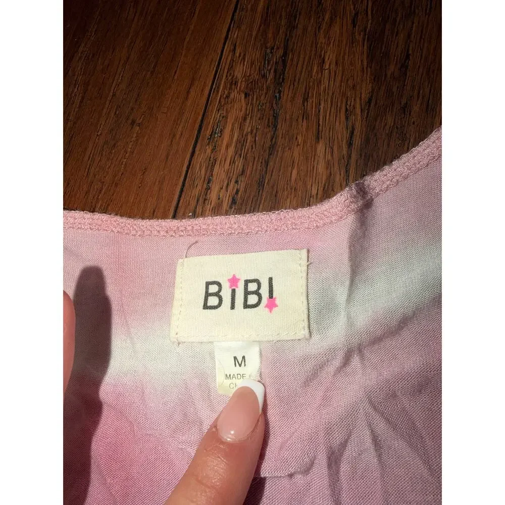 Bibi pink and white horizontal tie-dye babydoll Medium  dress